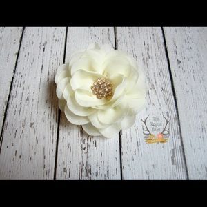 Cream Gold Chiffon Rose Hair Clip bridal piece